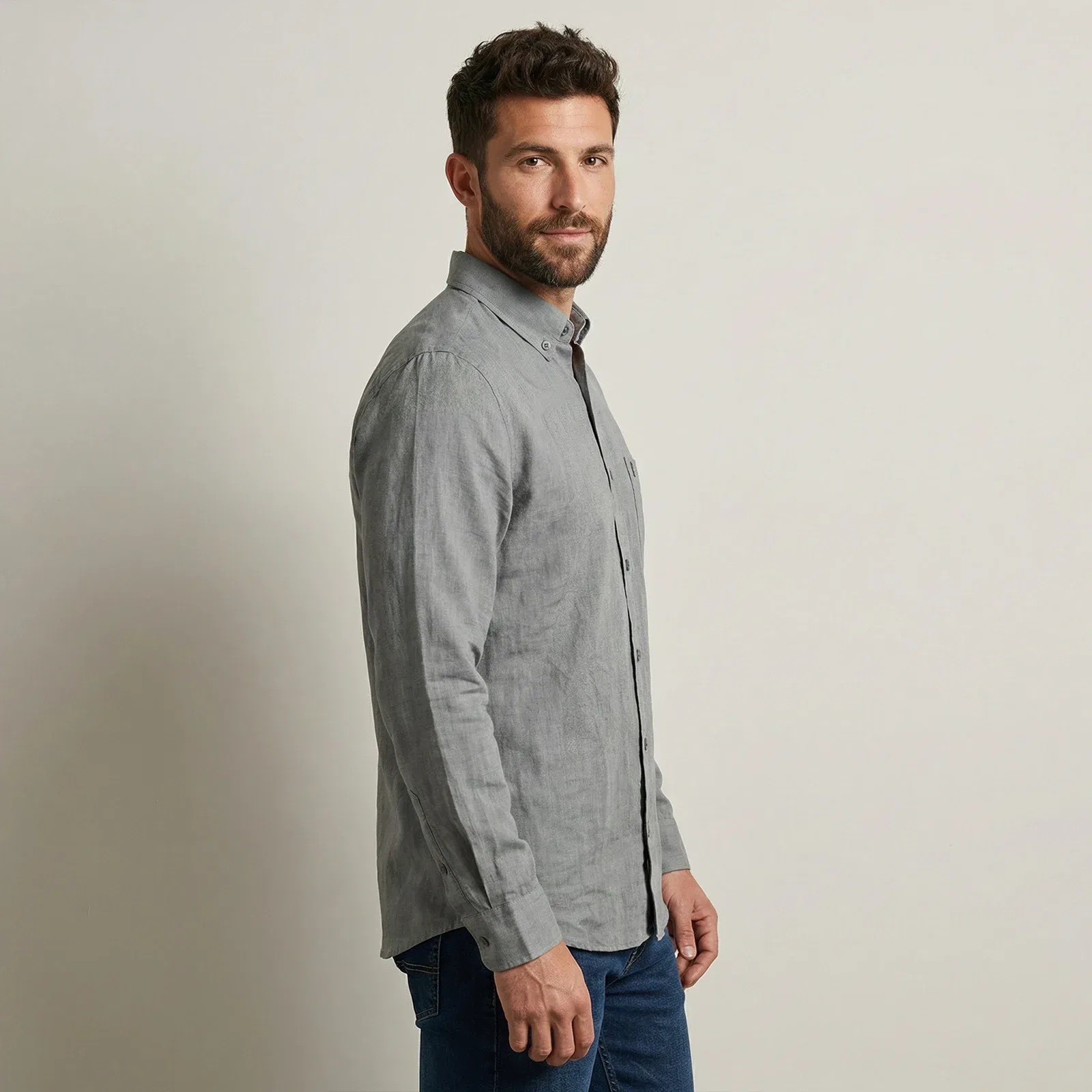 Camisa Manga Larga Gris - Imagen 3