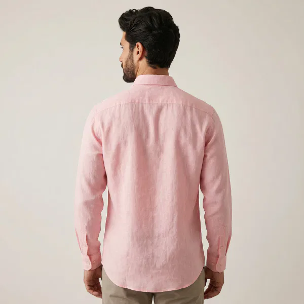 Camisa 100% Lino Rosado - Imagen 4
