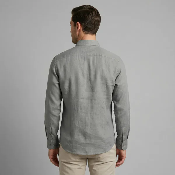 Camisa 100% Lino Gris - Imagen 4