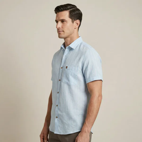 Camisa Manga Corta Línea Azul - Imagen 3