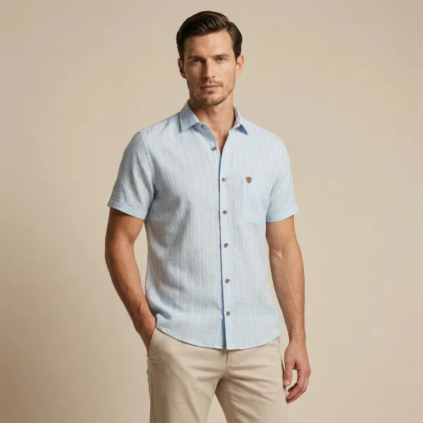 Camisa Manga Corta Línea Azul - Imagen 2