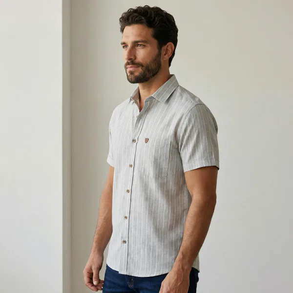 Camisa Manga Corta Línea Gris - Imagen 3