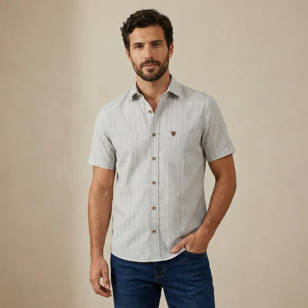Camisa Manga Corta Línea Gris - Imagen 2