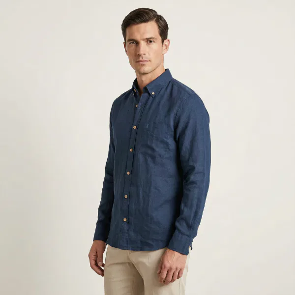Camisa Manga Larga Azul - Imagen 3