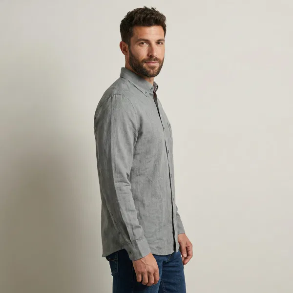 Camisa Manga Larga Gris - Imagen 3